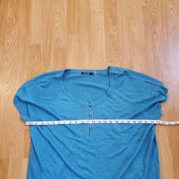 Nic + Zoe Linen Button Up Knit Tee size XXL in Deep Turquoise - NEW - Picture 11 of 13